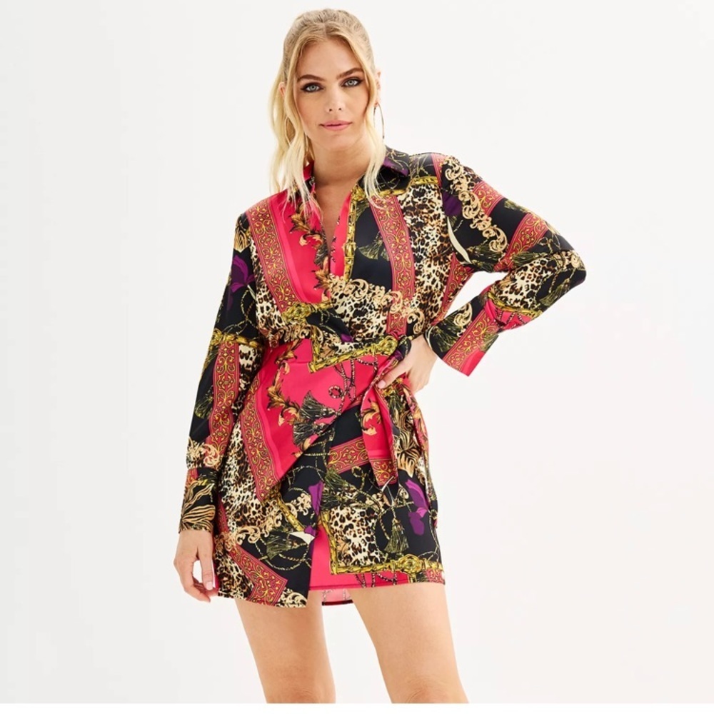 Vibrant Red and Black Midi Dress